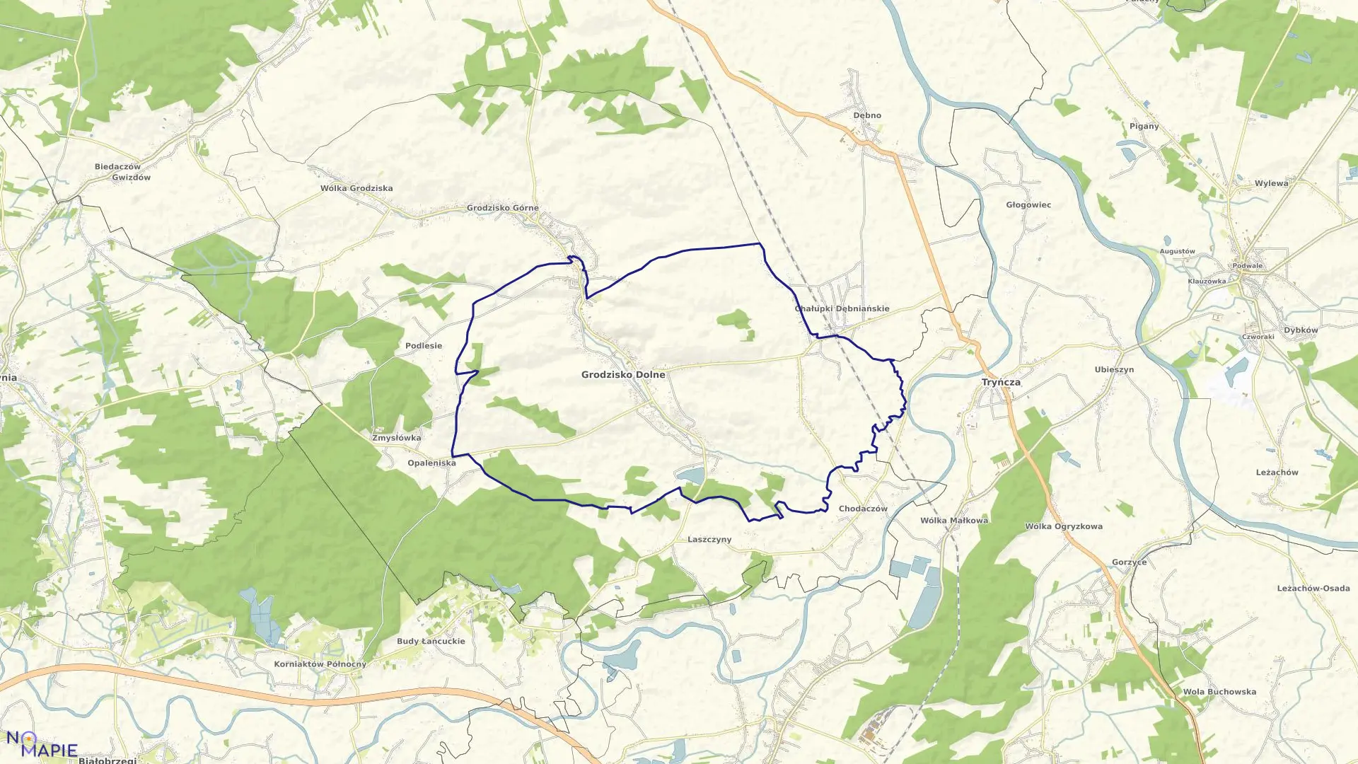 Mapa obrębu Grodzisko Dolne w gminie Grodzisko Dolne