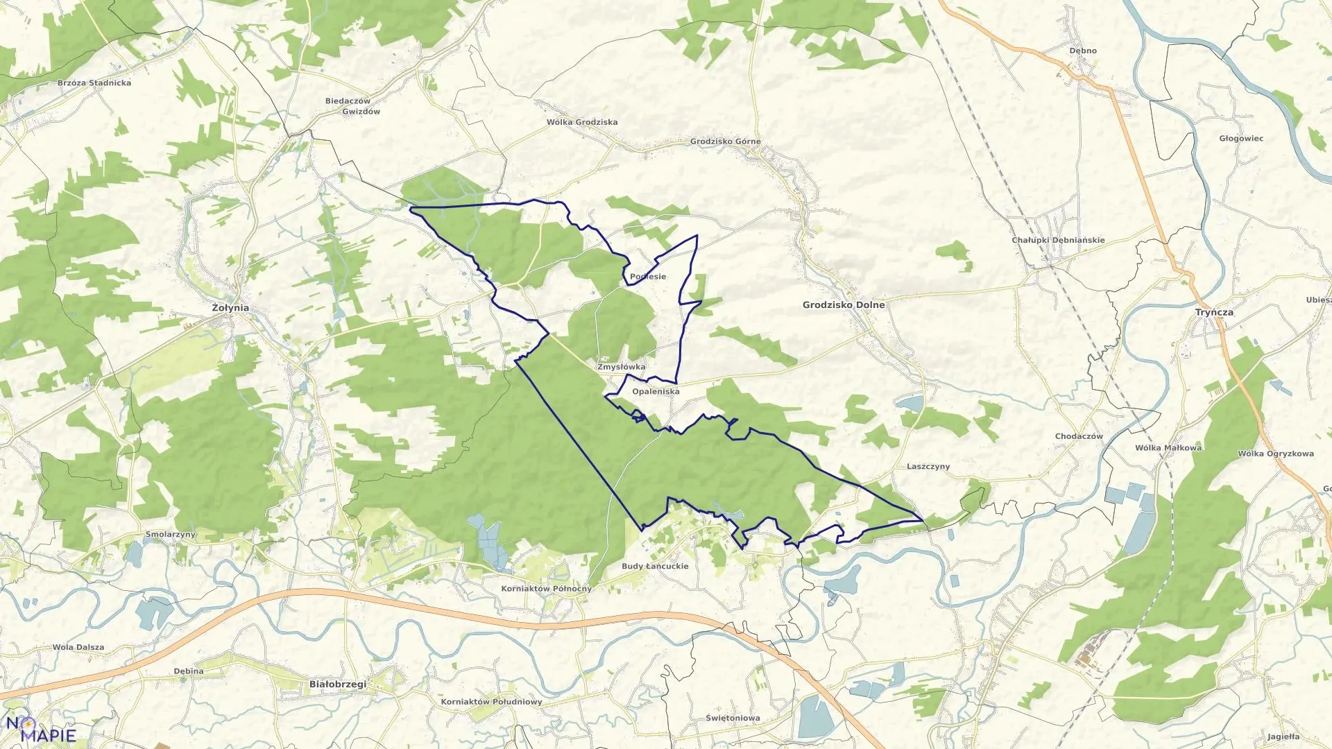 Mapa obrębu Zmysłówka w gminie Grodzisko Dolne